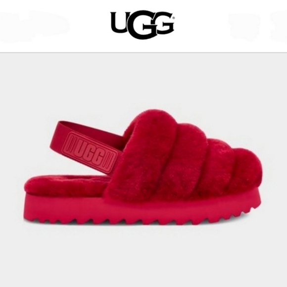 UGG Shoes - UGG Super Fluff Slipper Ribbon Red